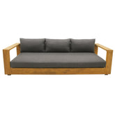 Renava Santorini Outdoor Grey Olefin Fabric and Natural Teak Sofa